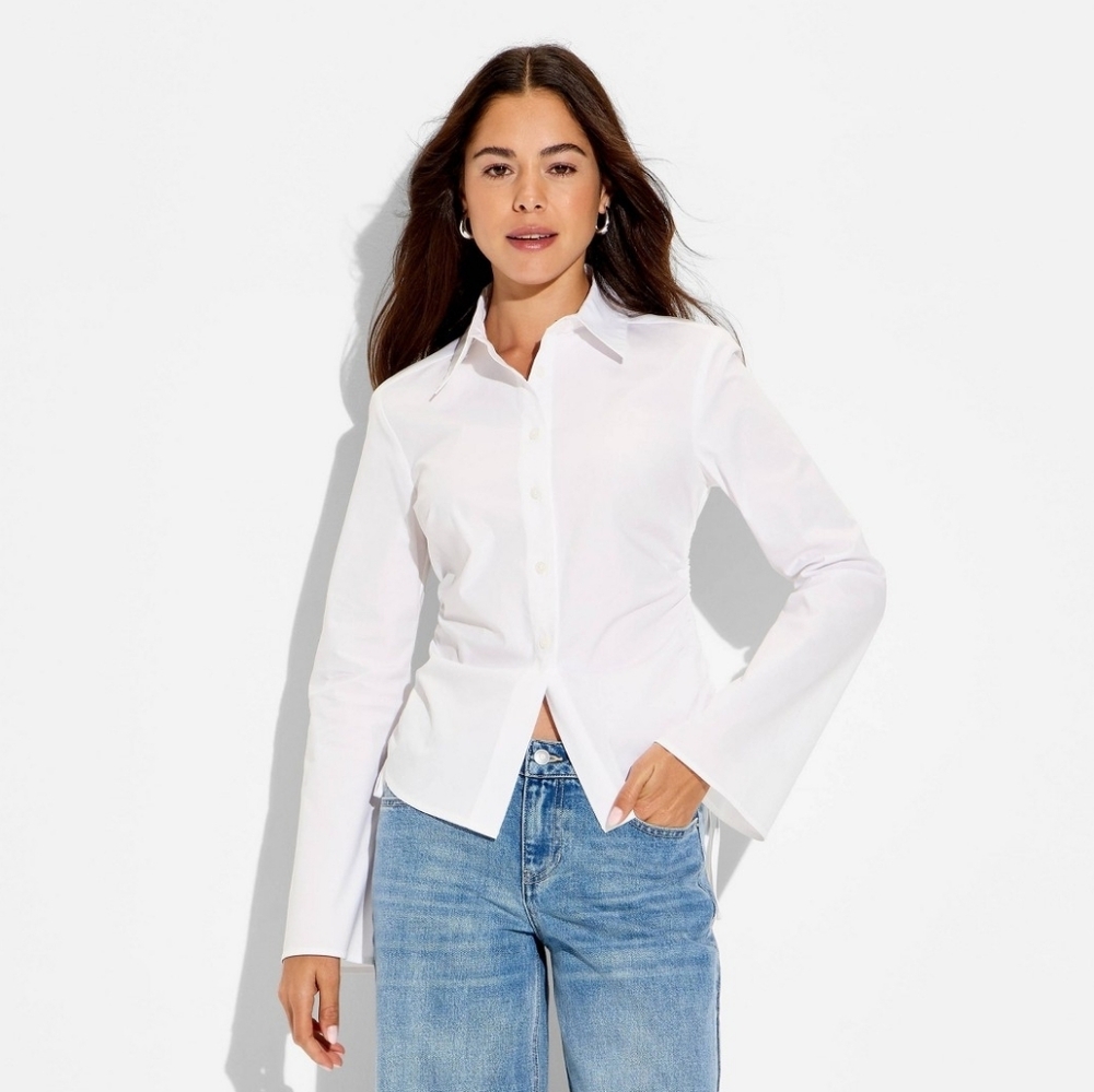 Wild Fable White Button-Up Blouse